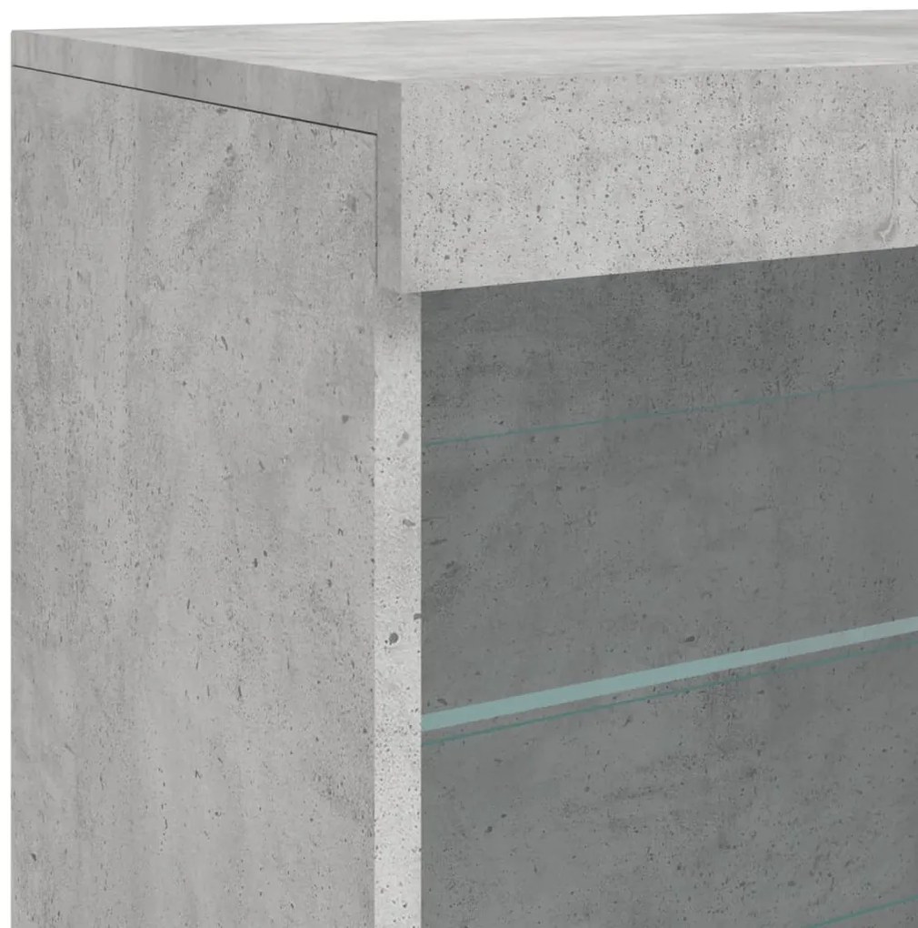 Aparador com luzes LED 60,5x37x67 cm cinzento cimento