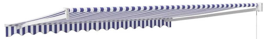 Toldo retrátil 4x3 m tecido e alumínio azul e branco