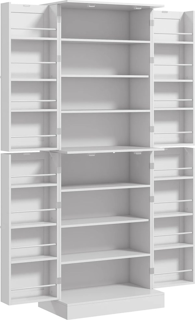 HOMCOM Armário de cozinha aparador com armários, prateleira ajustável e porta-especiarias, 60 x 35 x 166 cm, branco | Aosom Portugal