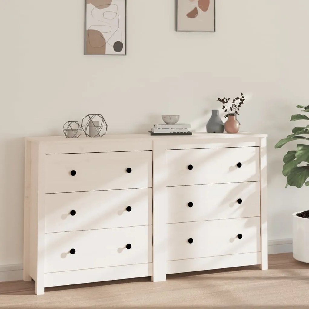 Aparador 140x35x80 cm madeira de pinho maciça branco