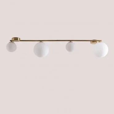 Plafon De Teto Em Ferro Com 4 Bolas De Cristal Uvol Dourado - Sklum