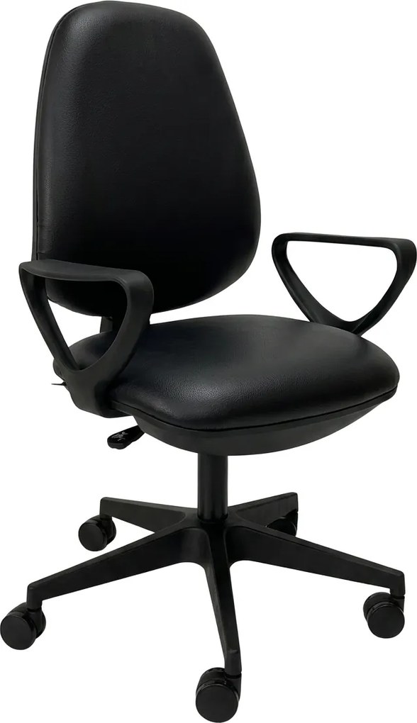 Cadeira Operativa WorkLite Braços Semi-Pele Preto – Conforto e Ergonomia Riva Office