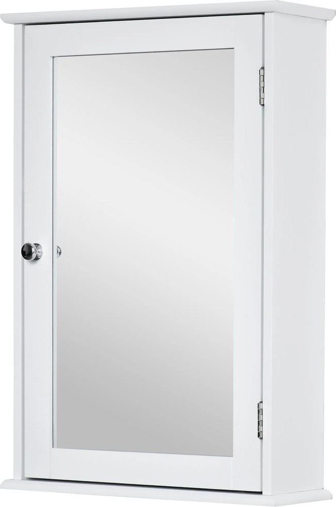 Armário de parede para casa de banho com espelho 41 x 14 x 60 cm com1 porta, 2 prateleiras - MDF branco