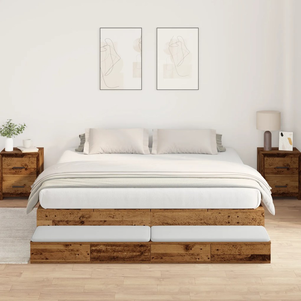 Cama com Armazenamento Madeira Velha 180x200 cm