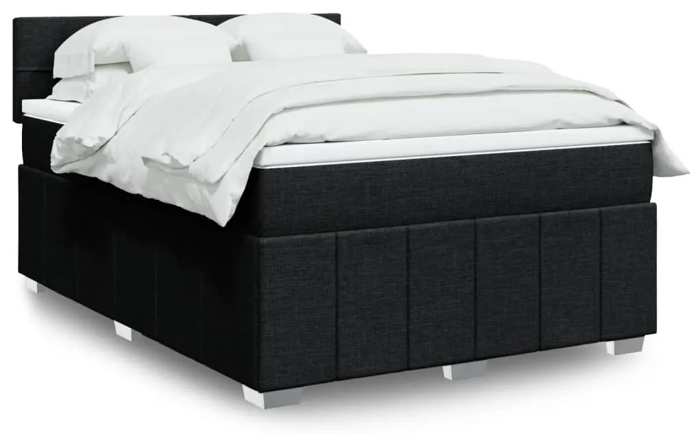 Cama com molas/colchão 160x200 cm tecido preto