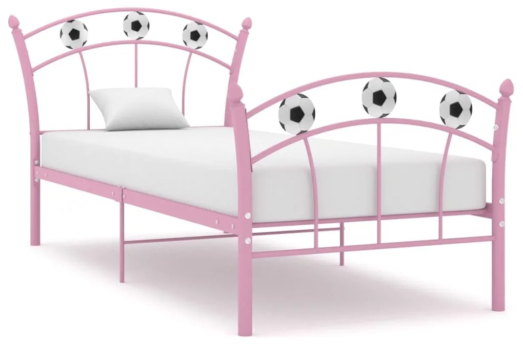 Estrutura de cama com design de futebol 90x200 cm metal rosa
