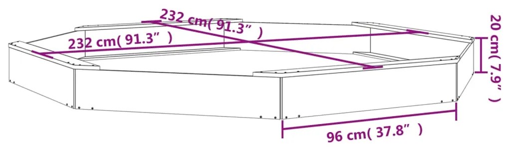 Caixa de areia octogonal com assentos pinho maciço branco