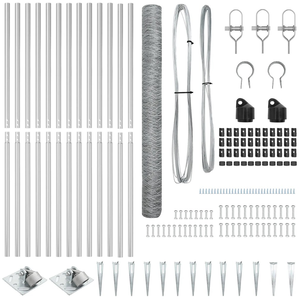 Conjunto de Cercas Conjunto de 2 Aço galvanizado 25 x 1,5 m