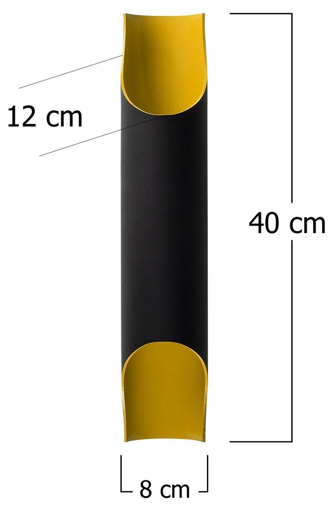 Candeeiro de Parede Efsun - Preto - Diâmetro 8cm, Altura 40cm