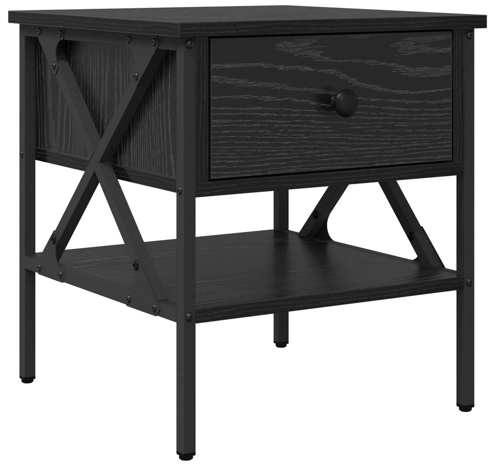 Mesas de cabeceira 2 pcs Carvalho Preto 40x42x45 cm Madeira engenheira