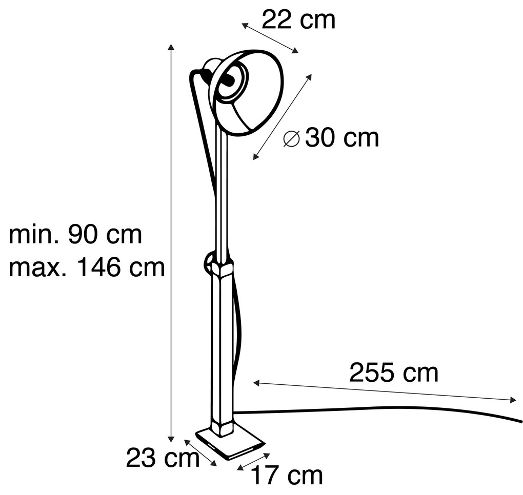 Candeeiro de pé industrial bronze com madeira de manga - Mangoes