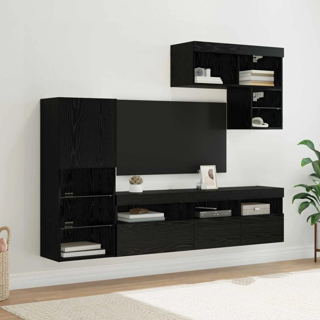 vidaXL Unidades de Parede para TV 6 pcs Carvalho Preto