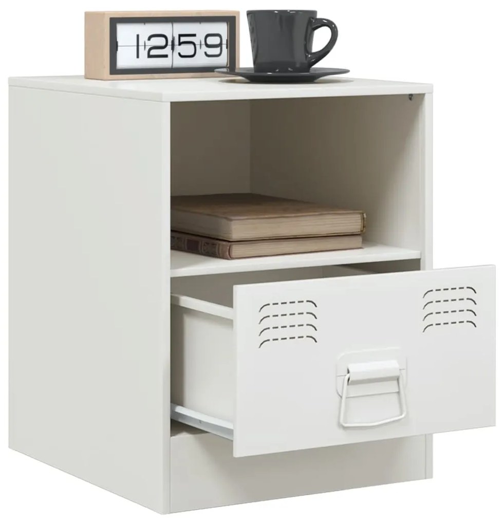 Mesa de cabeceira 34,5x39x44 cm aço branco