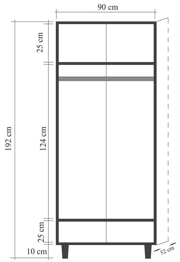 Roupeiro Lidya – Sonomo – 90x192x52 cm