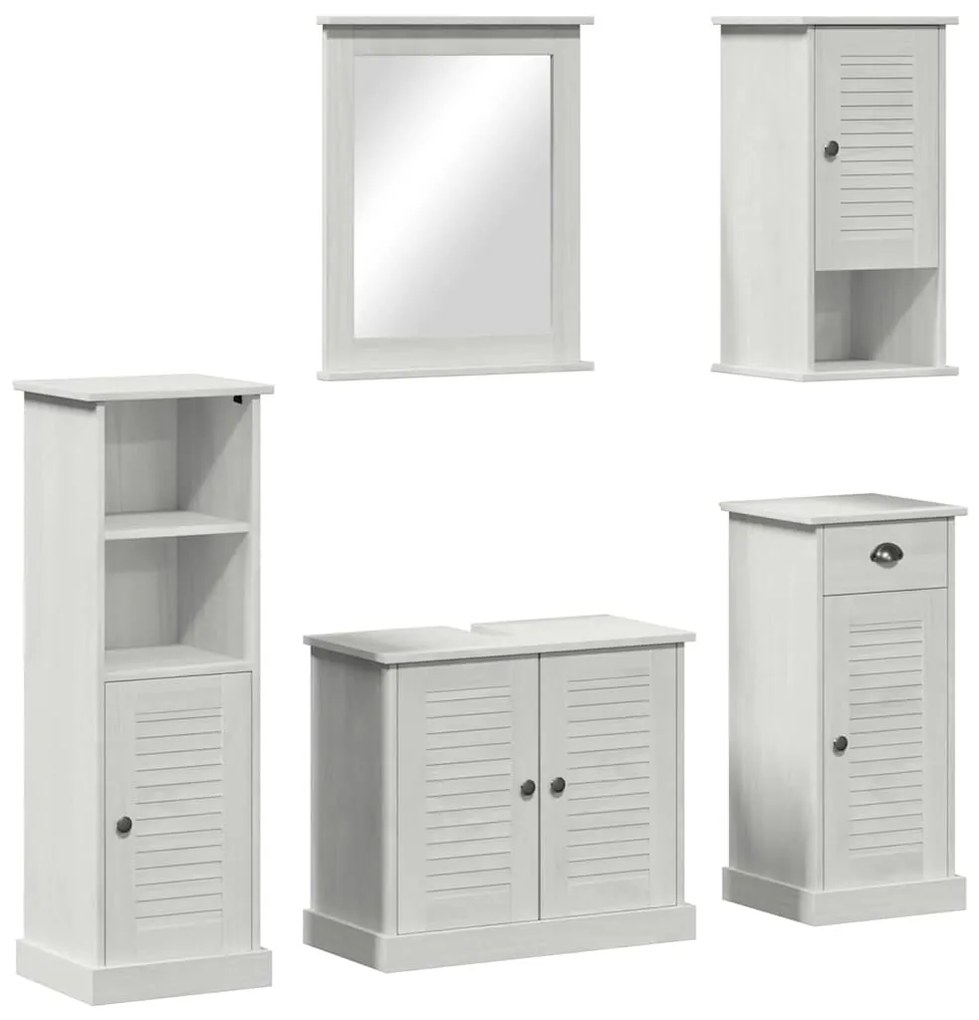 Conjunto de Móveis para Banheiro com gaveta 5 pcs Branco antigo