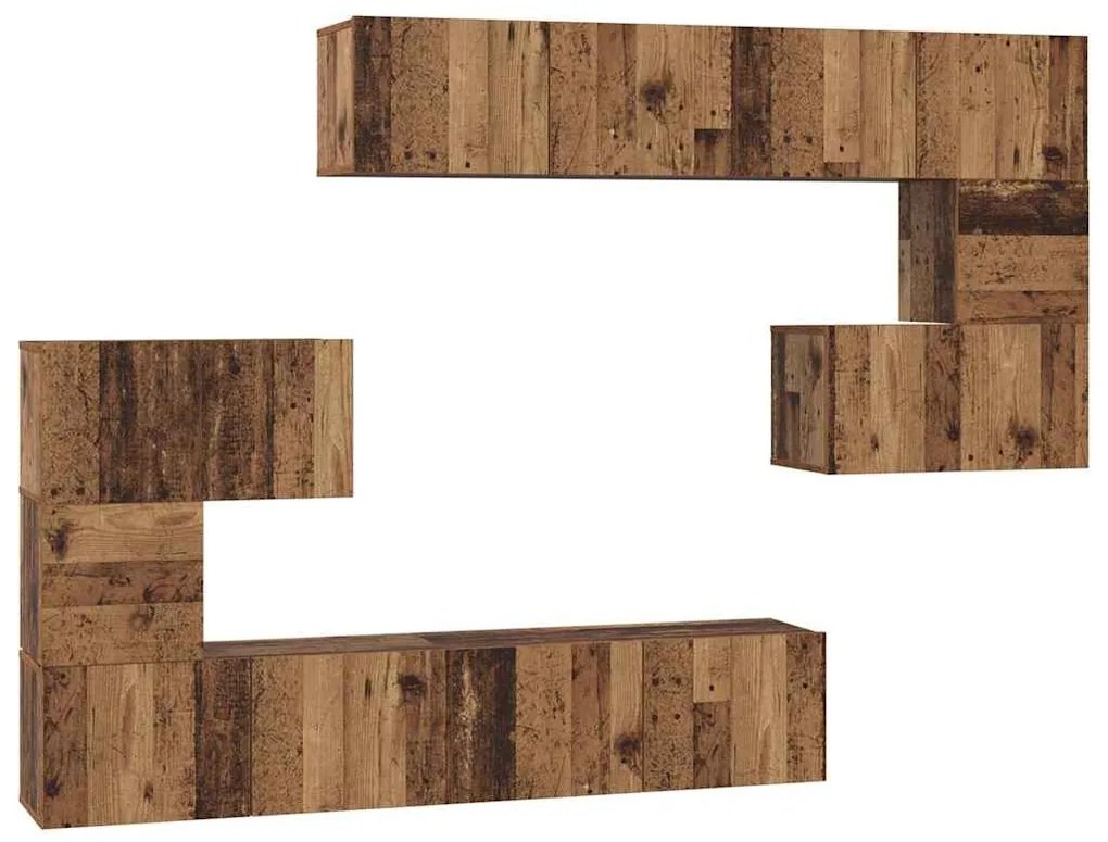 Conjunto de móvel de TV 8 pcs Madeira antiga 80 x 30 x 30 cm