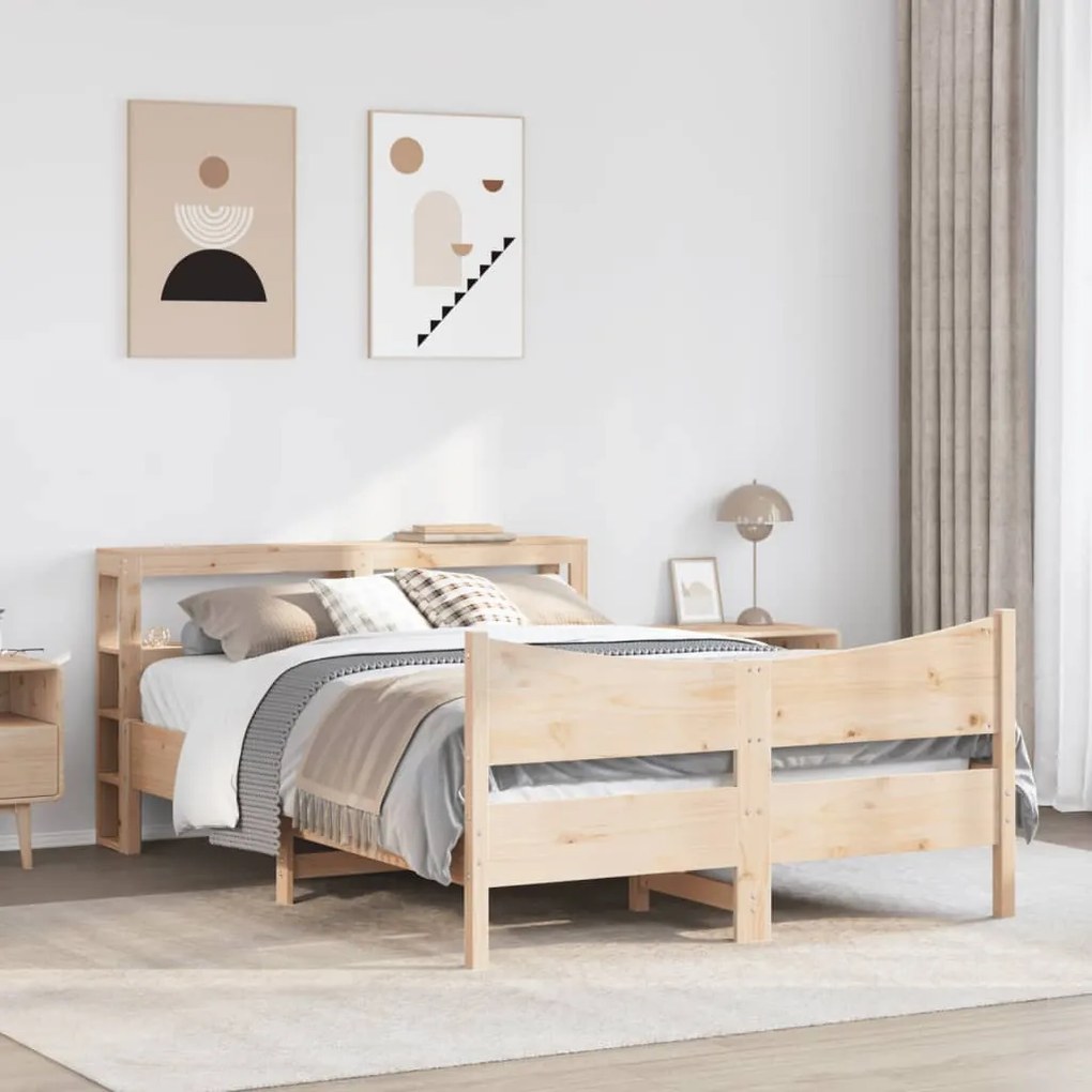 Estrutura cama c/ cabeceira 120x190 cm pinho maciço