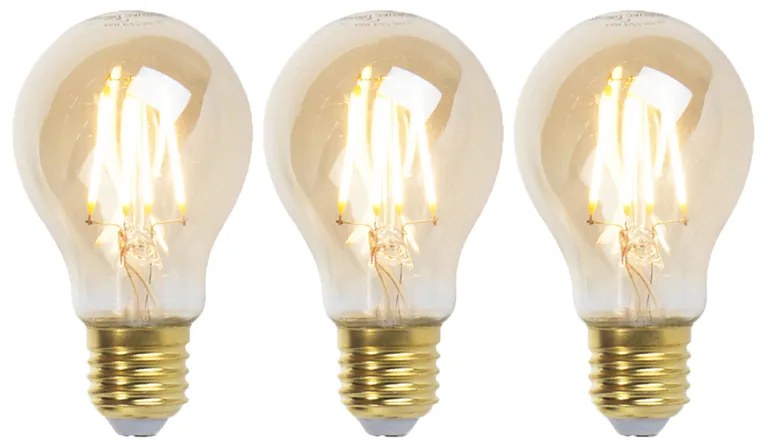 Conjunto de 3 lâmpadas LED reguláveis E27 Goldline 5W 380lm 2200K