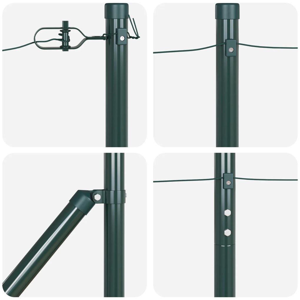Postes de Cerca vidaXL com Ponta 26 pcs Ø32 mm 180 cm Aço Galvanizado