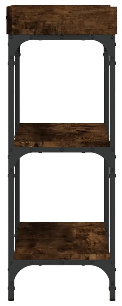 Mesa consola c/ prateleiras 75x30x80 cm carvalho fumado