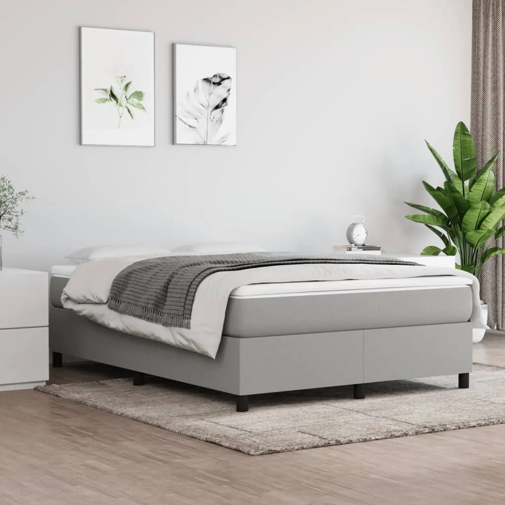 3120862 vidaXL Estrutura de cama 140x200 cm tecido cinza-claro