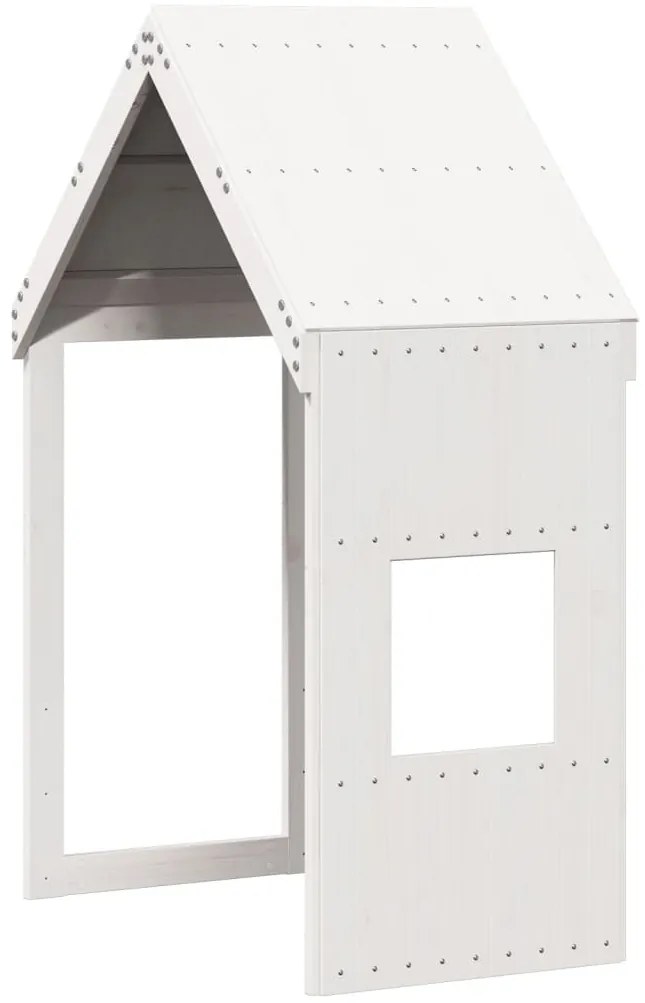 Cama alta c/ escada e telhado 90x190 cm pinho maciço branco
