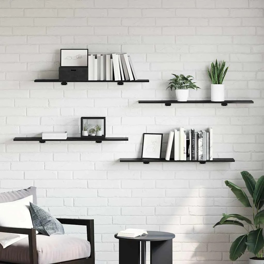 Prancha de Estante para Livros 4 pcs Preto 100 x 40 x 1.5cm