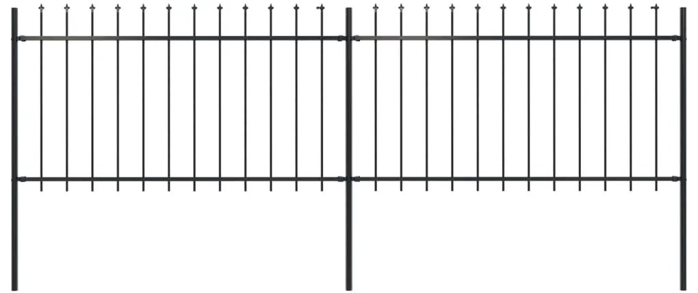 vidaXL Cerca de jardim com topo em forma de lança em aço 359x100 cm, preta