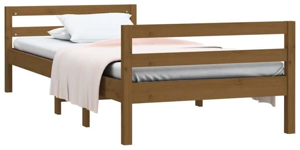 Estrutura de cama 75x190cm madeira de pinho maciça castanho mel