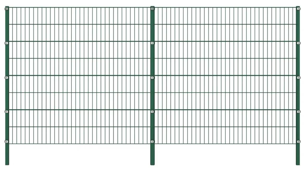 Painel de vedação com postes ferro 3,4x1,6 m verde
