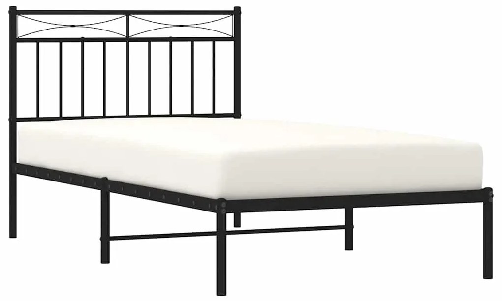 Estrutura de cama com cabeceira 100x190 cm metal preto