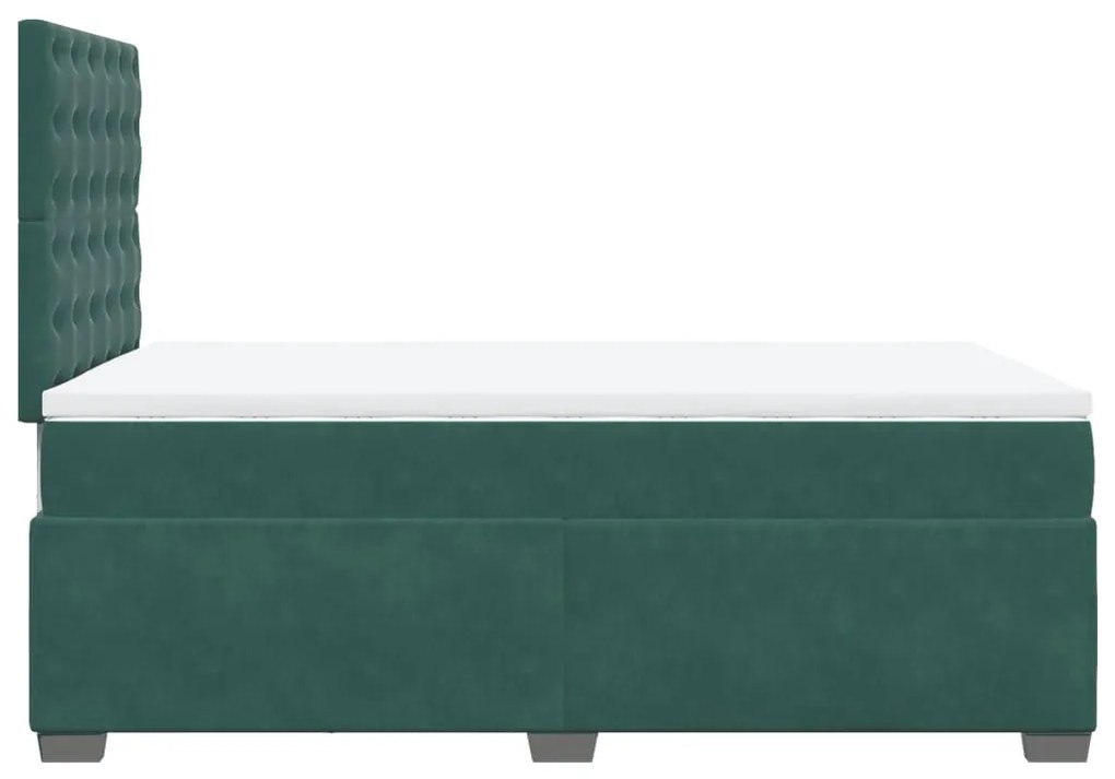 Cama boxspring com colchão 120x200 cm veludo verde-escuro