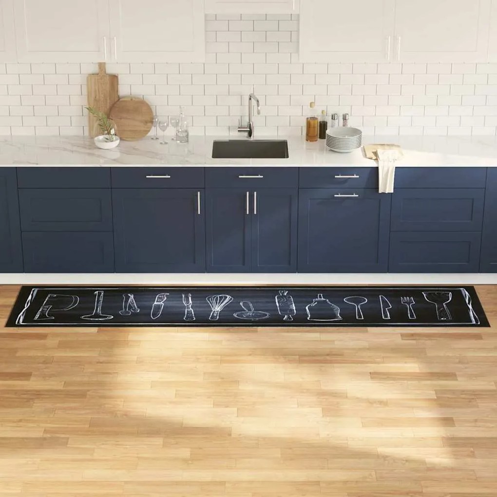 vidaXL Tapete de Cozinha Geometric Espaço do Chef 60 x 300 cm Veludo