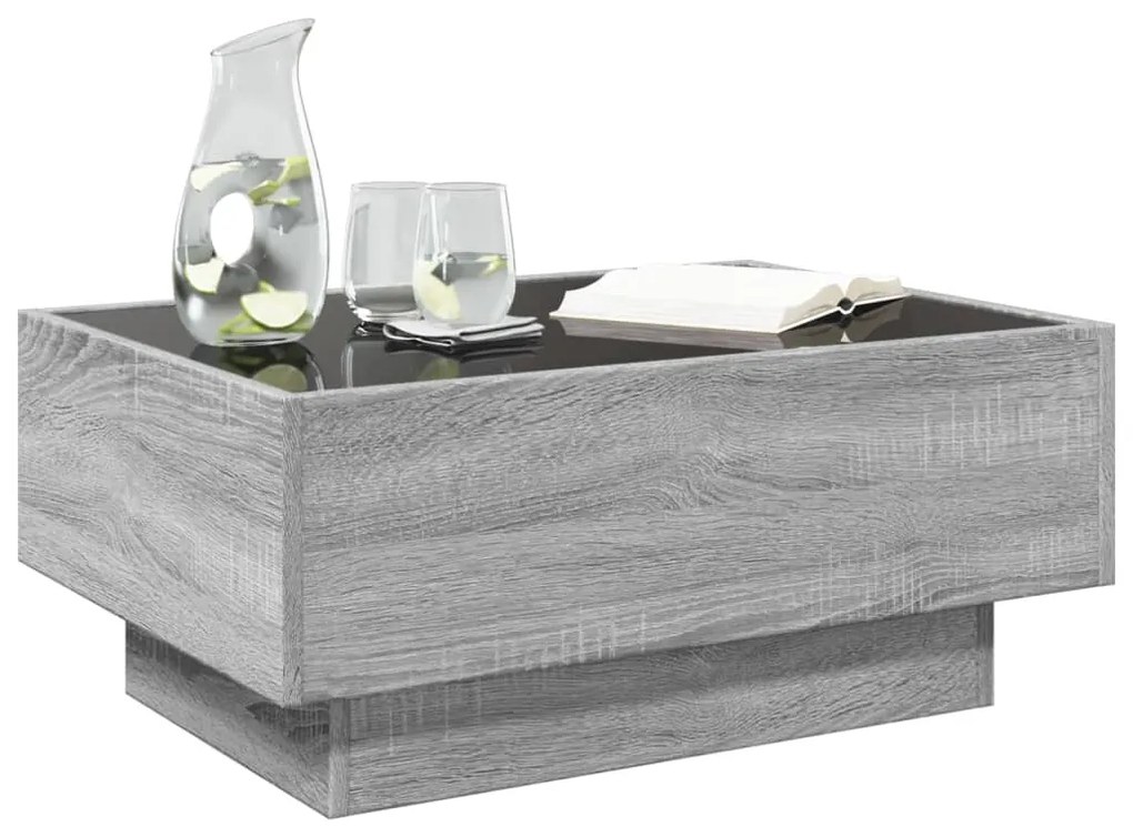 Mesa de centro c/ LEDs 70x50x30 cm derivados de madeira