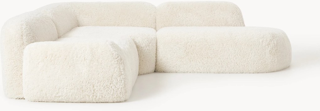 Sofá de canto modular em teddy Wolke (4 lugares)