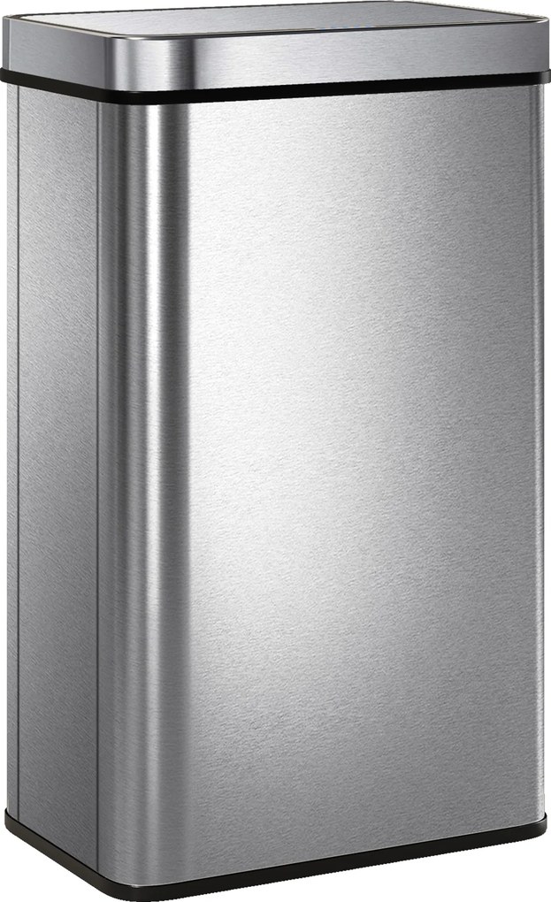 Caixote do lixo com sensor de 60 L com tampa de fecho suave 39 x 27 x 66 cm, caixote do lixo automático de cozinha em aço inoxidável, prateado