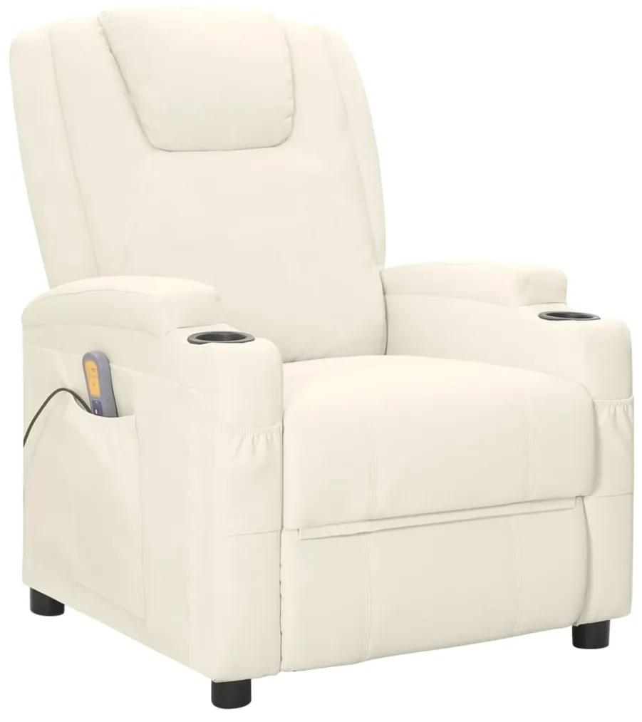 321312 vidaXL Poltrona de massagens reclinável couro artificial branco nata