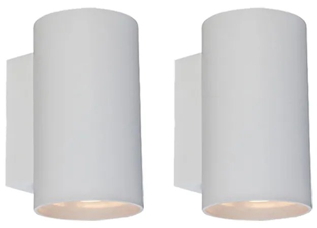 Conjunto de 2 Apliques de Parede Modernos Brancos Redondos 2-luzes - Sandy