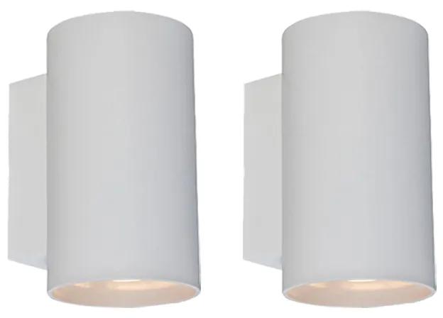 Conjunto de 2 candeeiros de parede modernos redondos brancos - Sandy