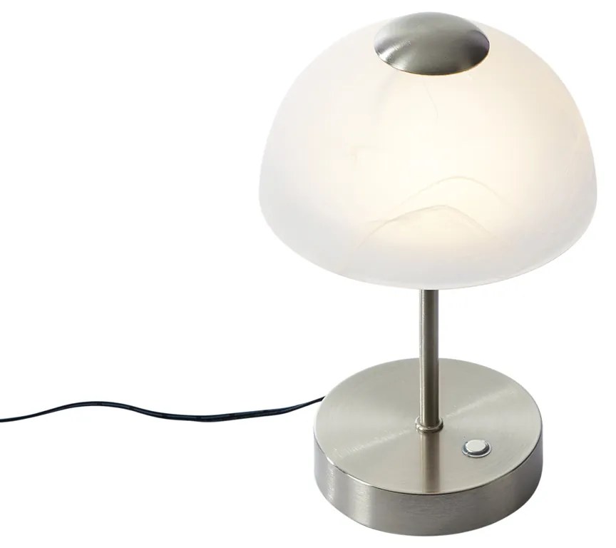Candeeiro de Mesa Design Aço com Vidro Opal Incl. LED Regulável - Joya Design