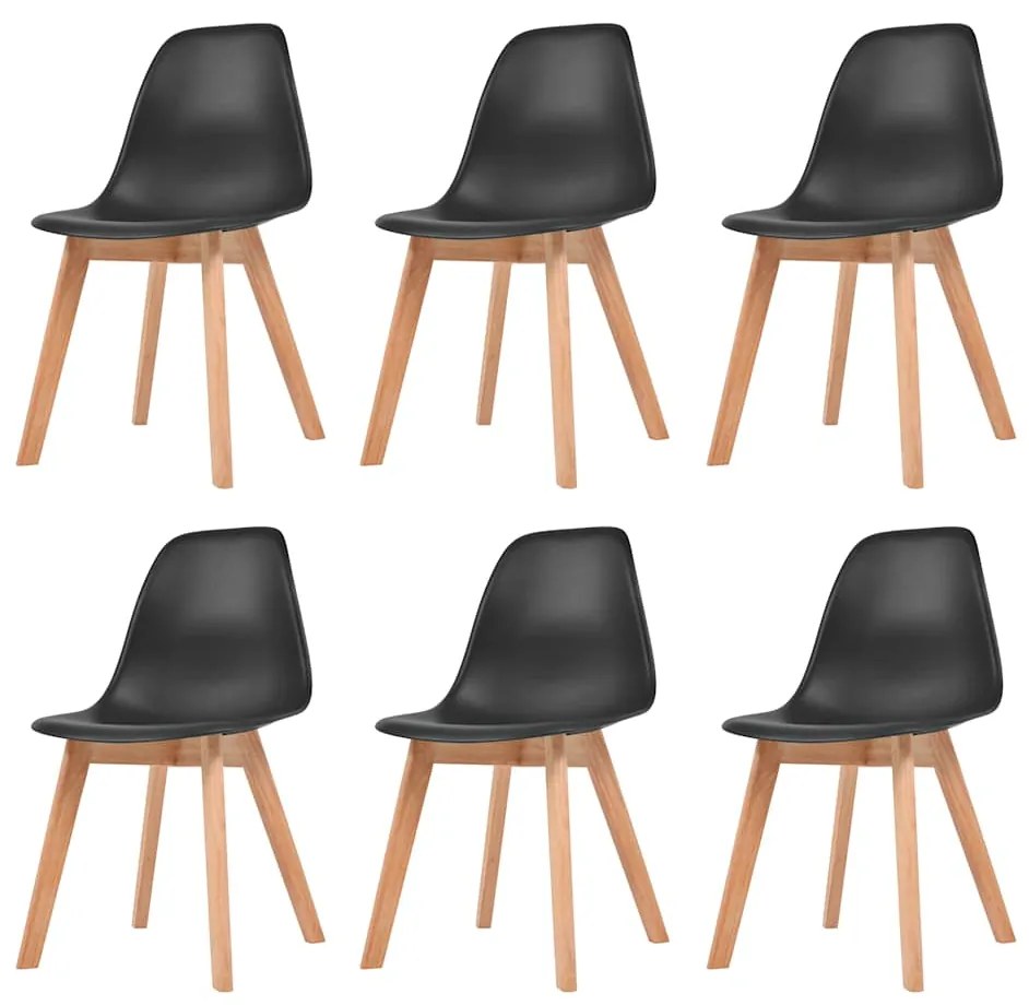 Cadeiras de jantar 6 pcs plástico preto
