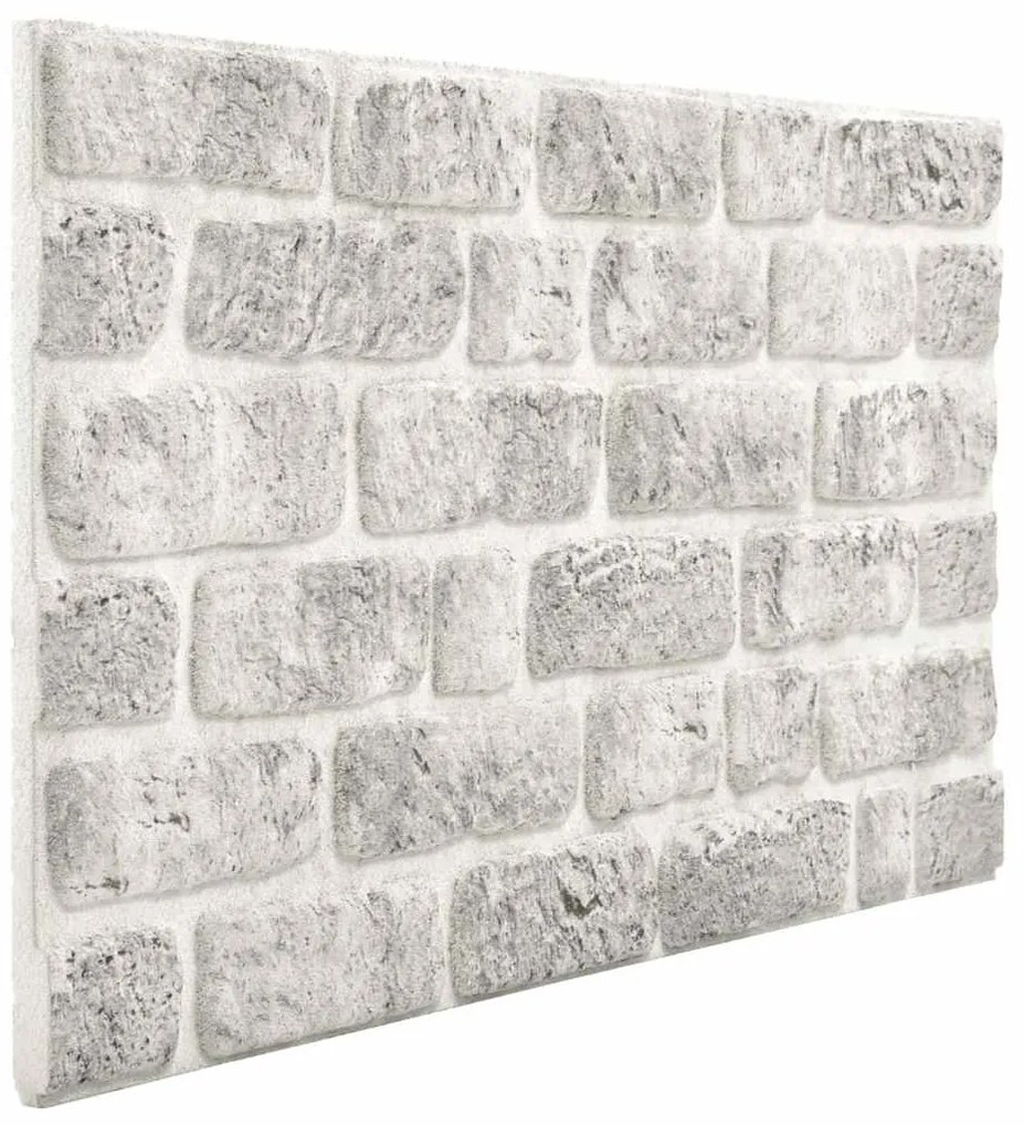Painéis de parede 3D design tijolos cinzentos-claros 10 pcs EPS