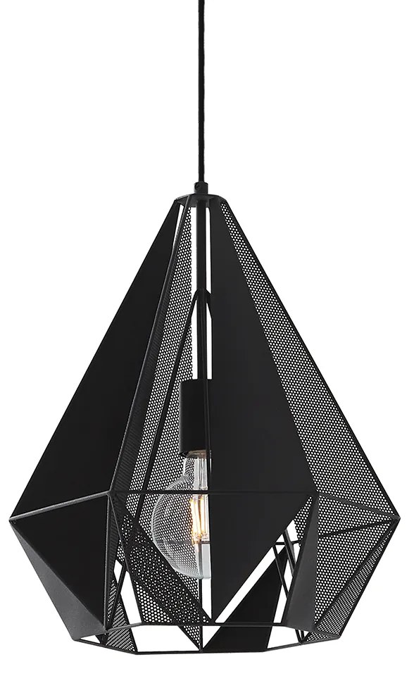 Candeeiro de suspensão industrial preto com malha - Carcass