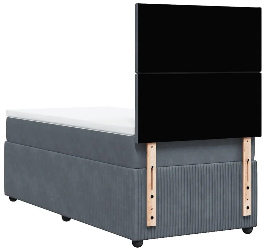 Cama com molas/colchão 90x200 cm veludo cinza-escuro