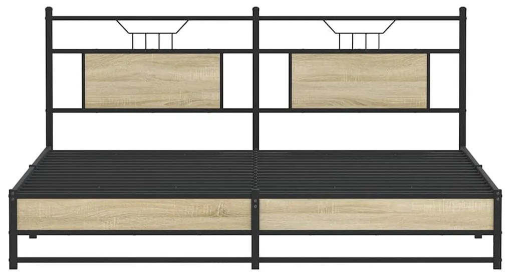 Estrutura de cama sem colchão 180x200cm metal carvalho sonoma