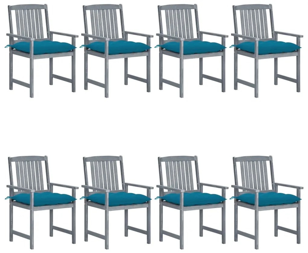vidaXL Cadeiras de jardim c/ almofadões 8 pcs acácia maciça cinzento