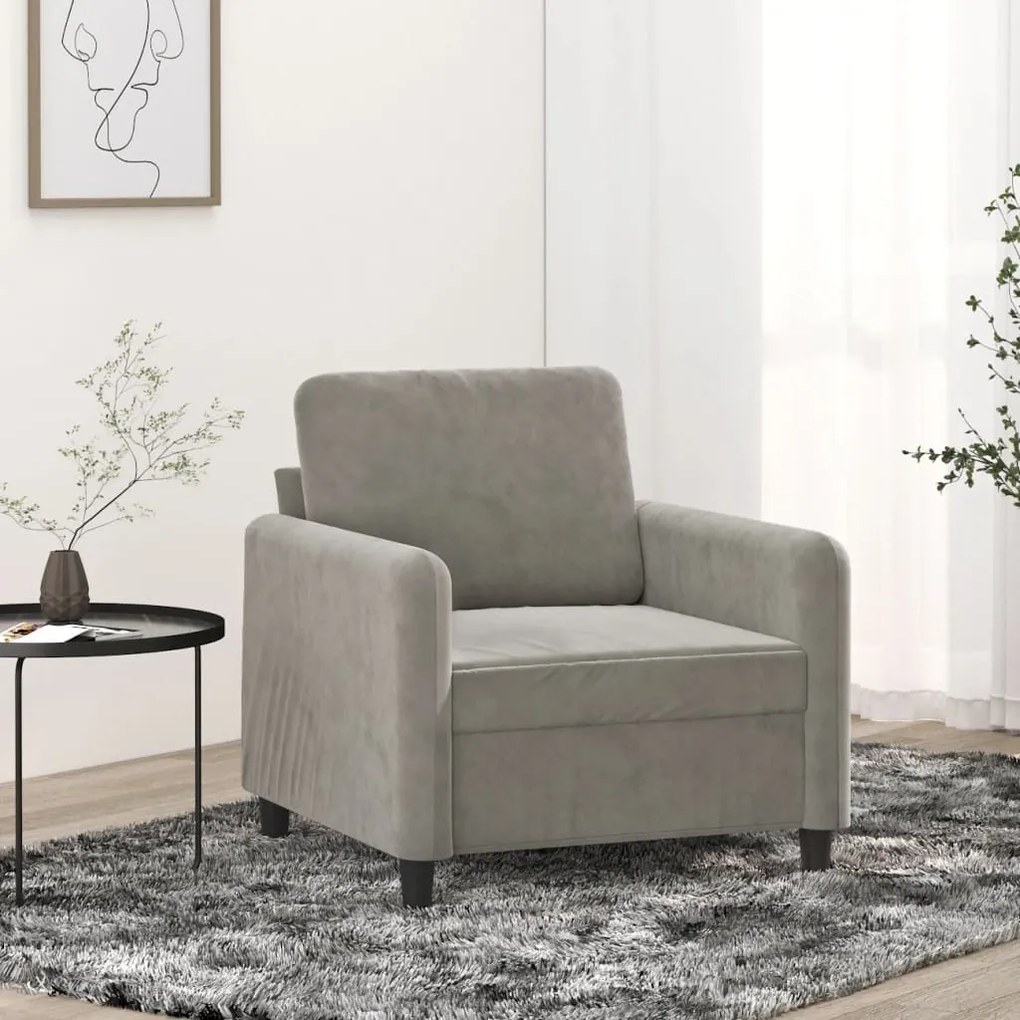 vidaXL Poltrona 60 cm veludo cinzento-claro