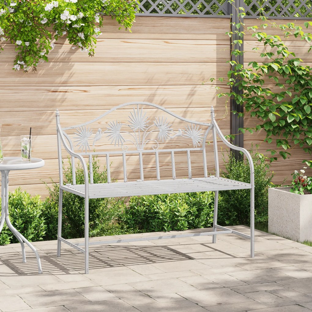 vidaXL Banco Branco Metal 104 x 52.5 x 89 cm Feito para Durar