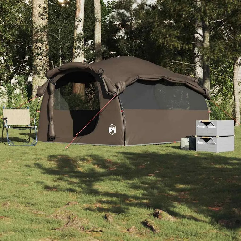 Tenda familiar túnel para 6 pessoas impermeável castanho