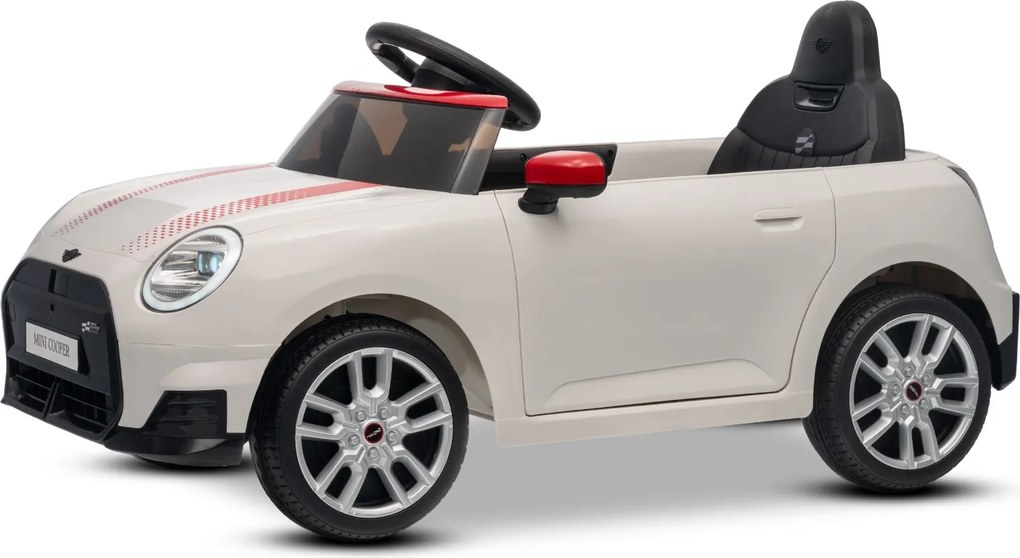 Carro elétrico para crianças 12V Mini Cooper MP3 Player com Controlo remoto, bateria de Lítio Licença Original Branco